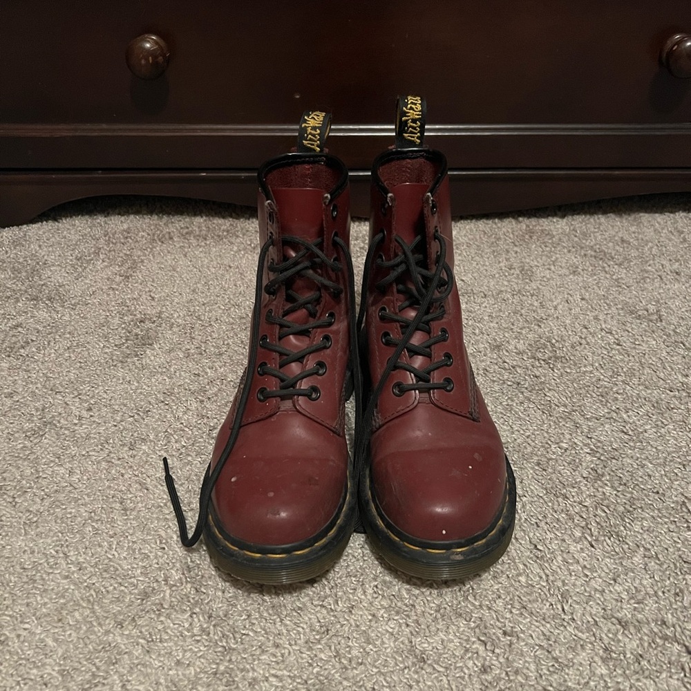 Doc Marten cherry ankle boots